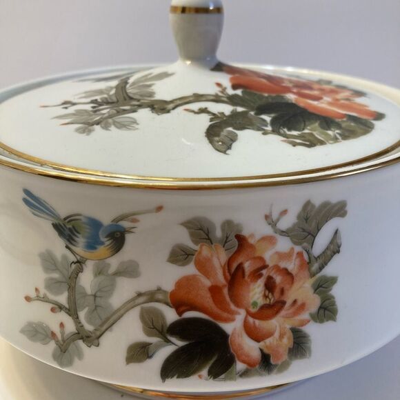 Chori Murakami Japan Porcelain Kacho Fugetsu Floral Bird Dining Serve Tableware - Picture 2 of 13